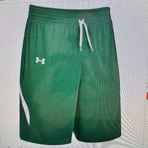 Under Armour Womens New in bag 9" Inseam Reversible Basketball Shorts. Green XL